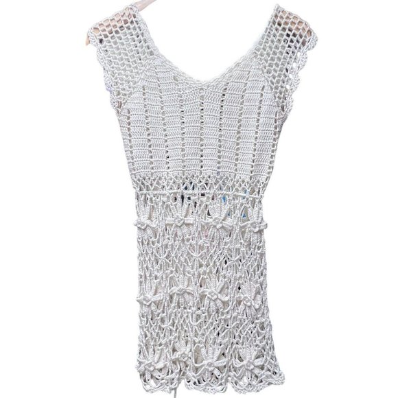 White Diamond Women’s Ivory Crochet Top Boho Sexy Size Large - Picture 2 of 7